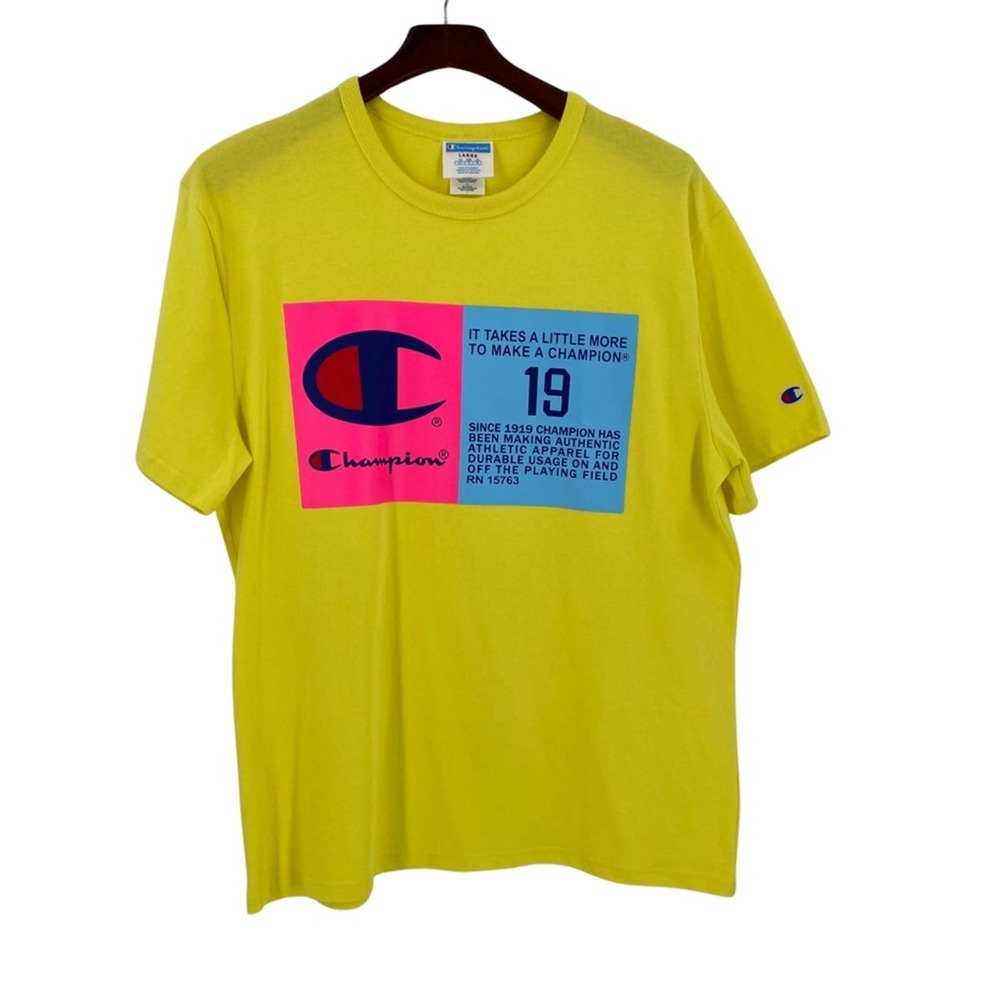 Champion men’s short sleeve tee bright yellow size large